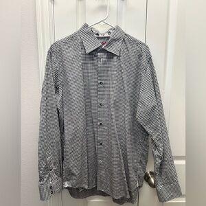 Robert Graham: Men's Black and White Checkered Shirt With Skulls